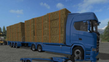 Мод грузовик SCANIA S FLATBED AND MATCHING TRAILER для Farming Simulator 2015